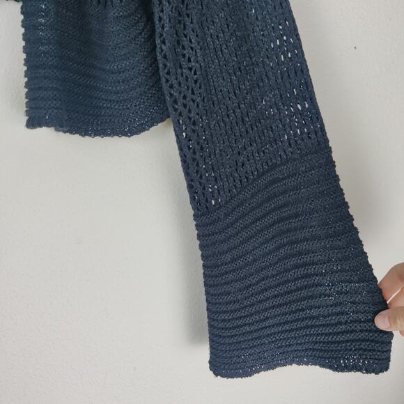 NWT By Anthropologie Julliet Cropped Open Knit Cardigan Sweater Black One Size - Picture 11 of 16